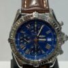 שעון בריילינג קרוסווינד כרונוגרף לוח כחול המבוקש קוטר 43 מ"מ אוטומט רצועת עור חומה עם סוגר פטנט סטיינלס סטיל במצב חדש לגמרי 